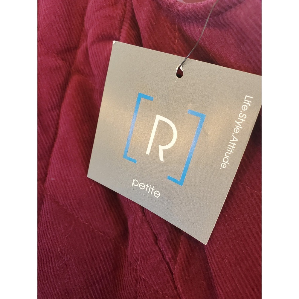 Relativity Womens Petite Quilted Corduroy Vest Vintage Rouge Purple RE1F024P PM - Picture 6 of 8